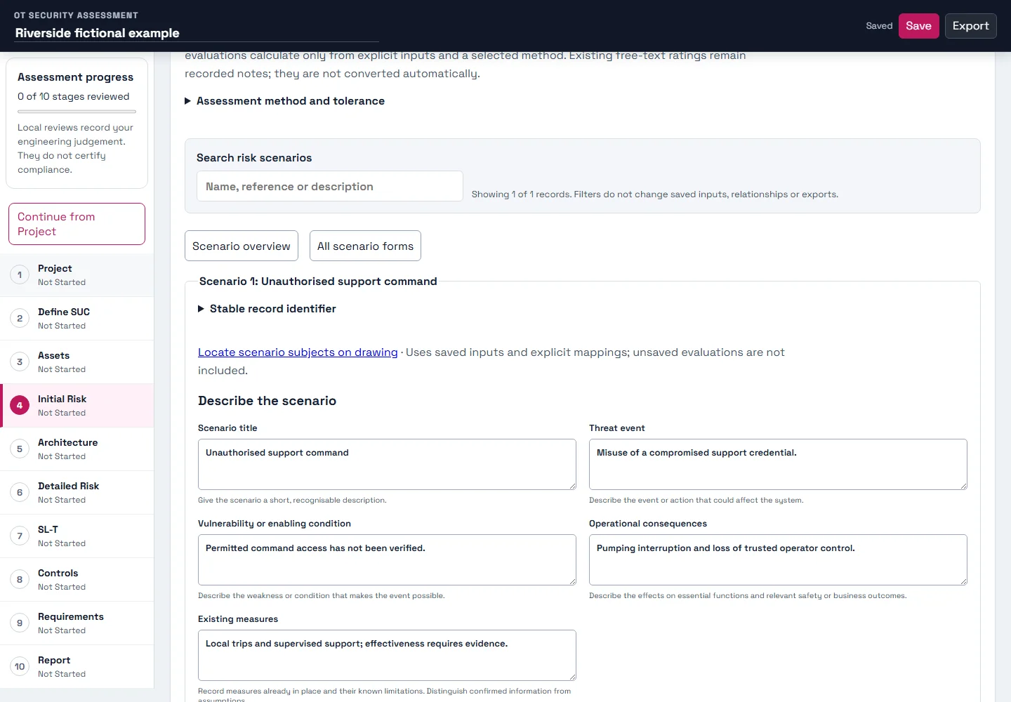 Cybersecurity risk assessment for the fictional Riverside engineering project